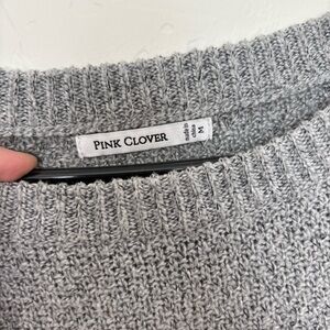 Pink Clover Textured Knit Sweater in Gray